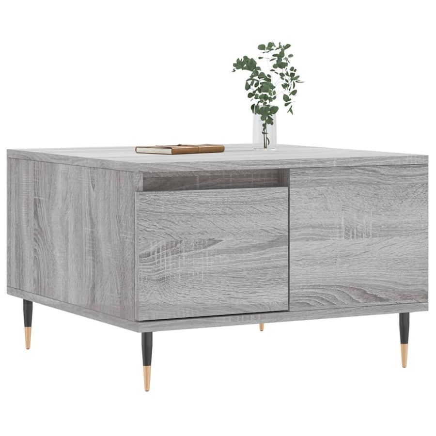 Salontafel 55X55X36,5 Cm Bewerkt Hout Eikenkleurig Grijs sonoma