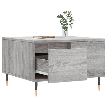 Salontafel 55X55X36,5 Cm Bewerkt Hout Eikenkleurig Grijs sonoma