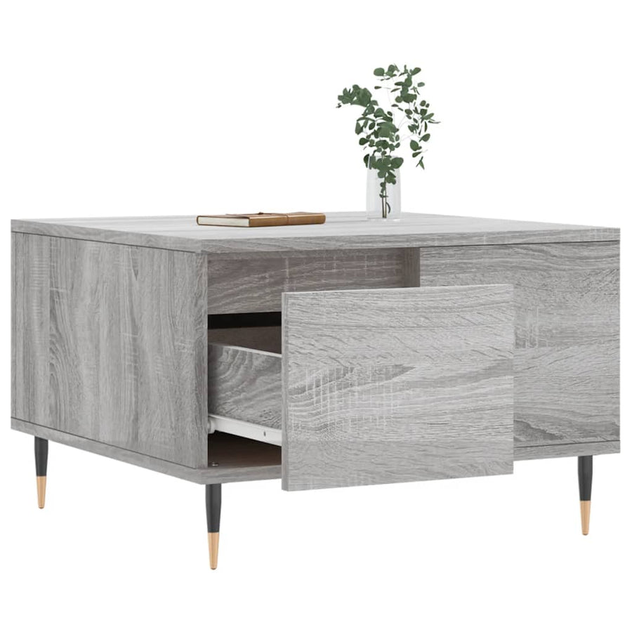Salontafel 55X55X36,5 Cm Bewerkt Hout Eikenkleurig Grijs sonoma