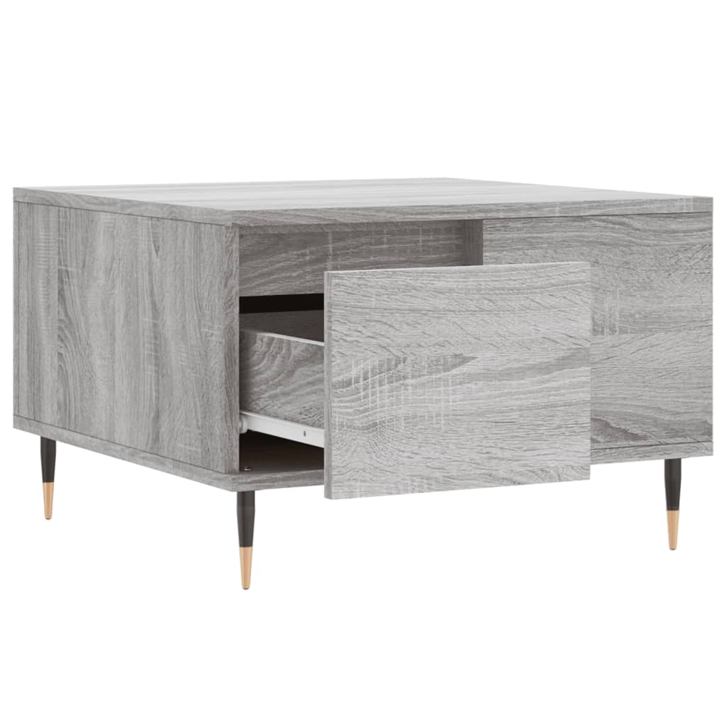 Salontafel 55X55X36,5 Cm Bewerkt Hout Eikenkleurig Grijs sonoma