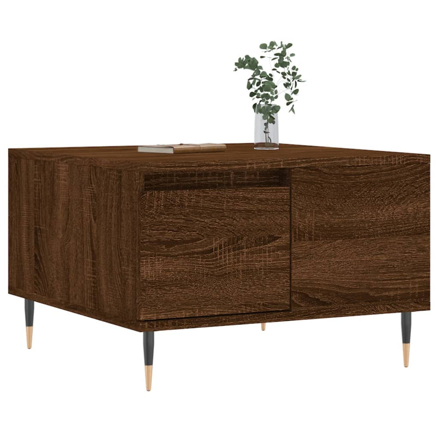 Salontafel 55X55X36,5 Cm Bewerkt Hout Bruin Eikenkleur Bruineiken