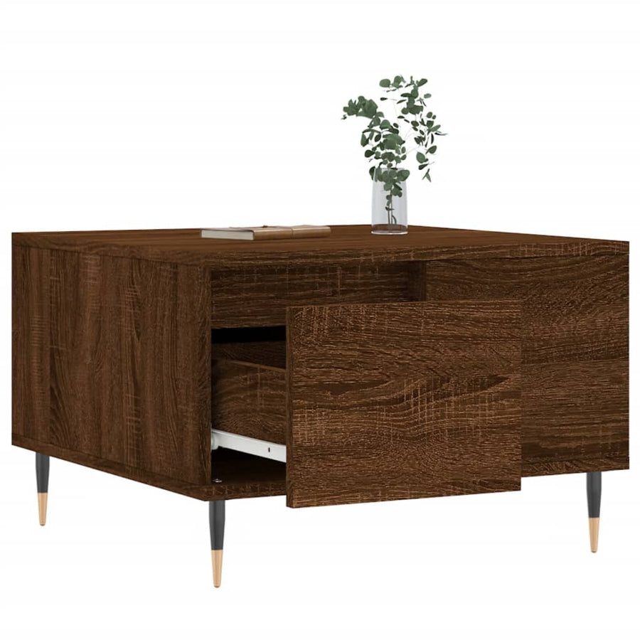 Salontafel 55X55X36,5 Cm Bewerkt Hout Bruin Eikenkleur Bruineiken