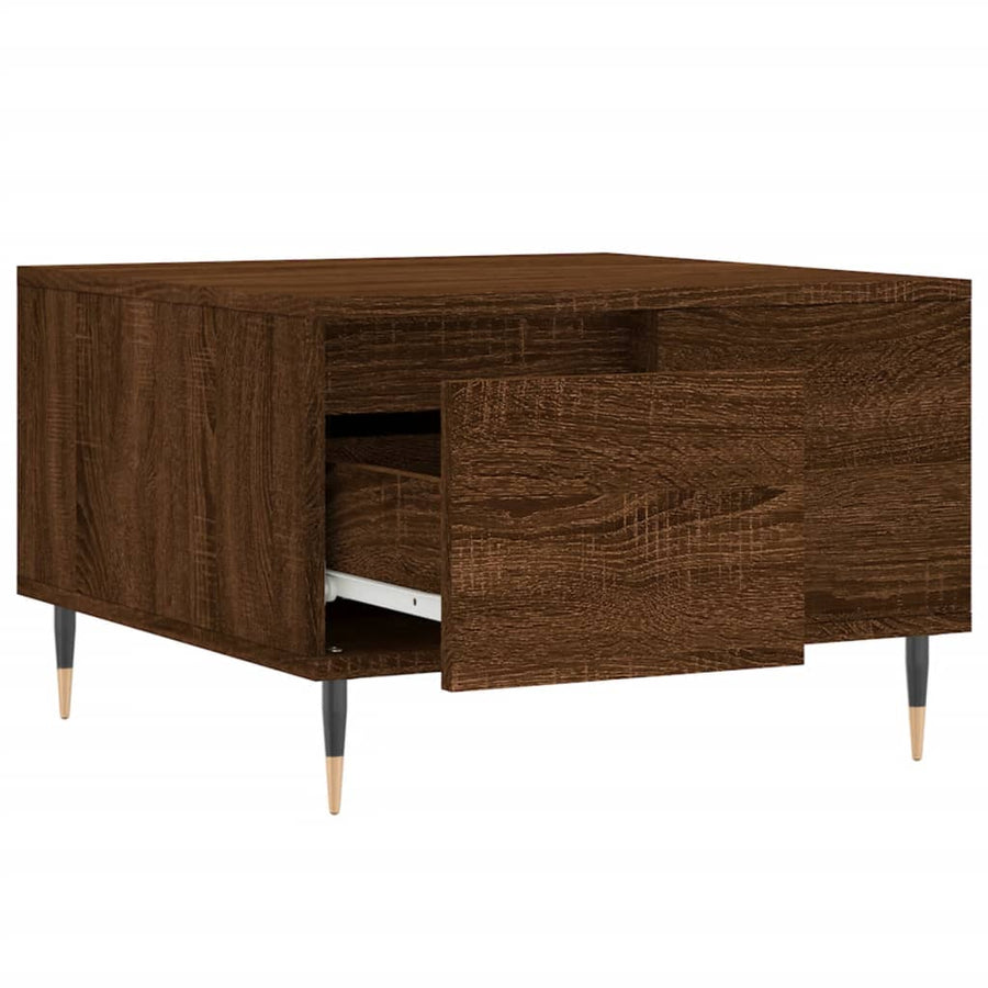 Salontafel 55X55X36,5 Cm Bewerkt Hout Bruin Eikenkleur Bruineiken