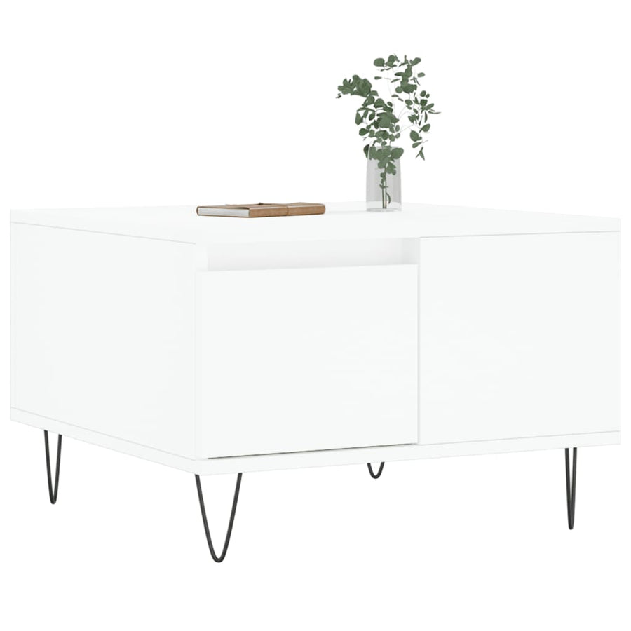 Salontafel 55X55X36,5 Cm Bewerkt Hout Wit