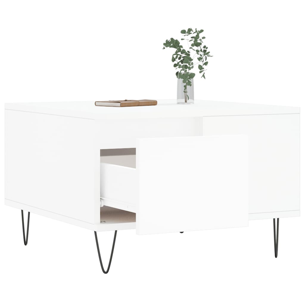 Salontafel 55X55X36,5 Cm Bewerkt Hout Wit