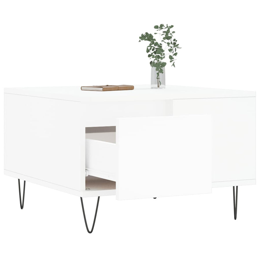 Salontafel 55X55X36,5 Cm Bewerkt Hout Wit