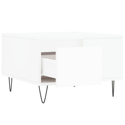 Salontafel 55X55X36,5 Cm Bewerkt Hout Wit