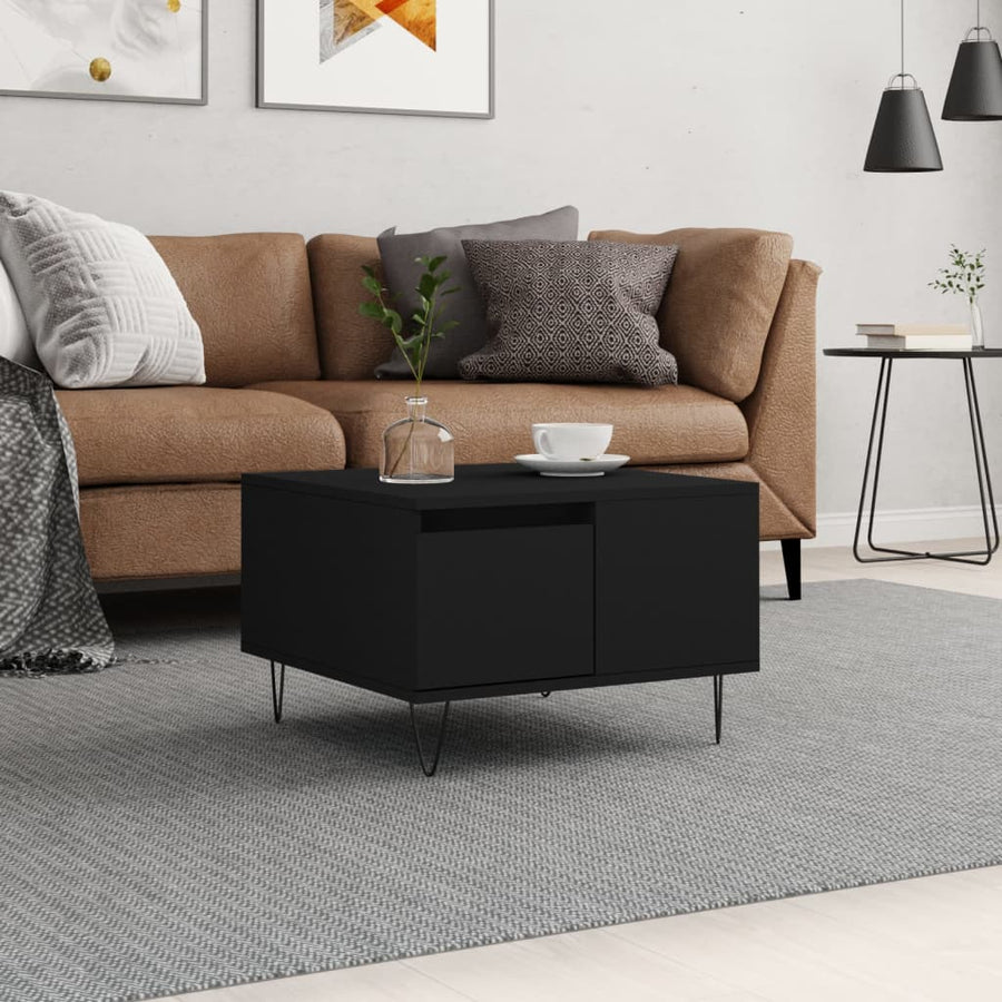 Salontafel 55X55X36,5 Cm Bewerkt Hout Zwart