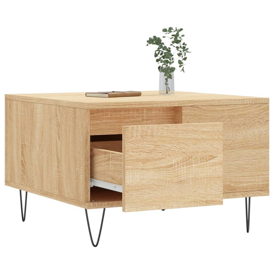 Salontafel 55X55X36,5 Cm Bewerkt Hout Kleurig Sonoma eiken