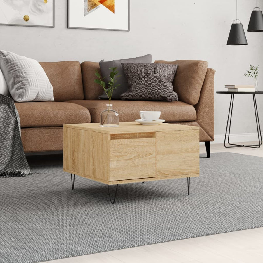 Salontafel 55X55X36,5 Cm Bewerkt Hout Kleurig Sonoma eiken
