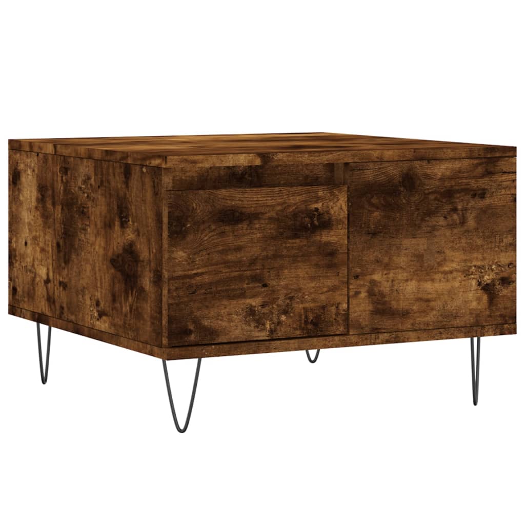 Salontafel 55X55X36,5 Cm Bewerkt Hout Kleurig Gerookt eiken