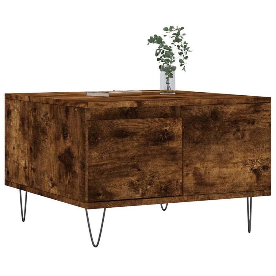 Salontafel 55X55X36,5 Cm Bewerkt Hout Kleurig Gerookt eiken