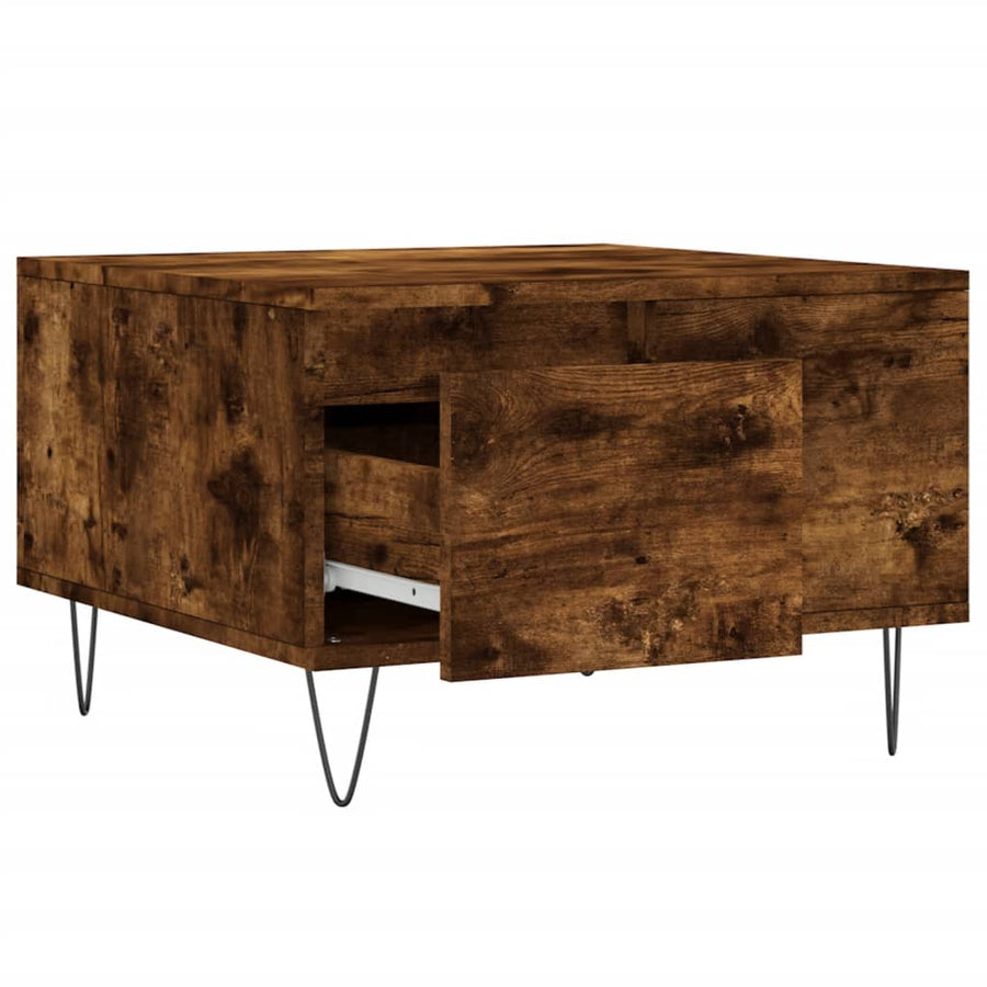 Salontafel 55X55X36,5 Cm Bewerkt Hout Kleurig Gerookt eiken