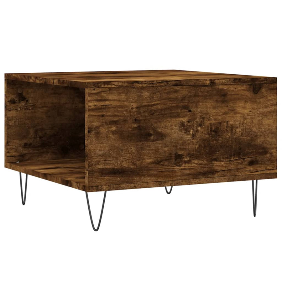 Salontafel 55X55X36,5 Cm Bewerkt Hout Kleurig Gerookt eiken