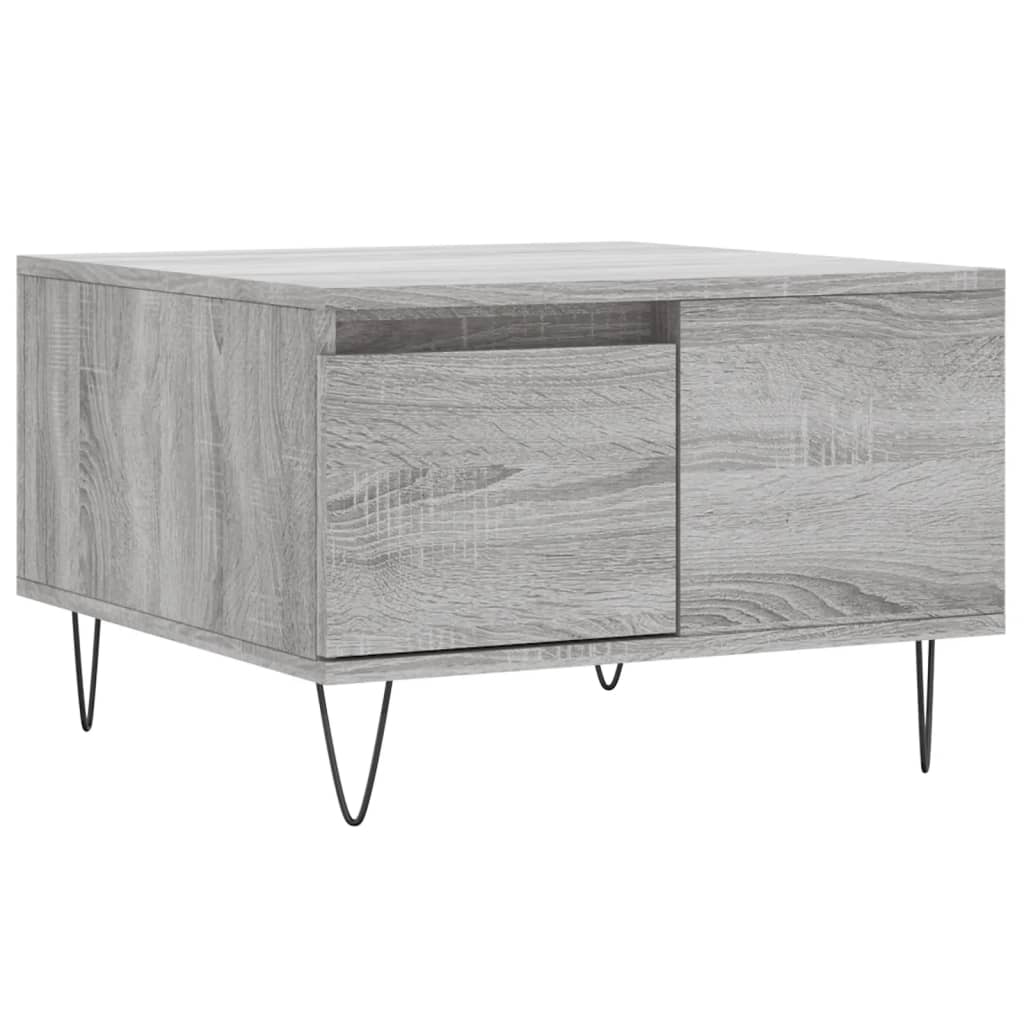 Salontafel 55X55X36,5 Cm Bewerkt Hout Eikenkleurig Grijs sonoma