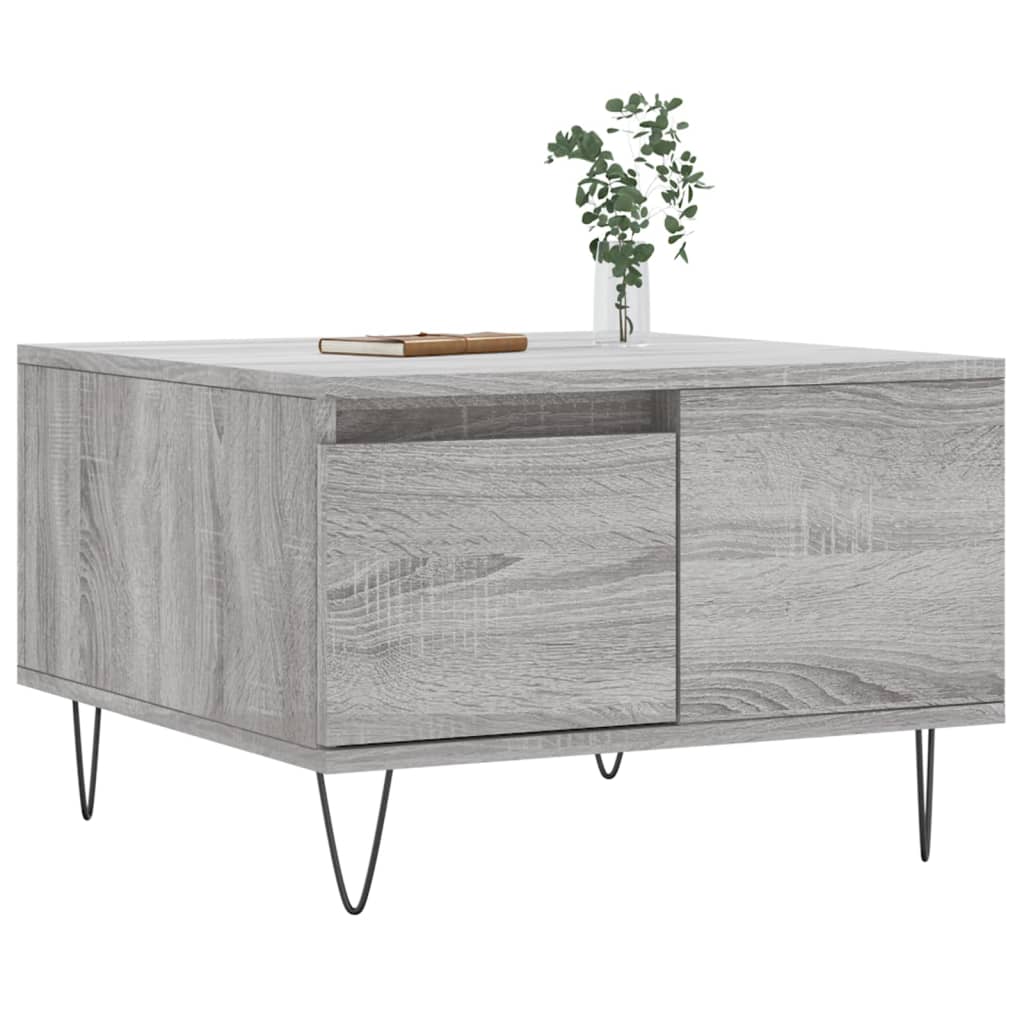 Salontafel 55X55X36,5 Cm Bewerkt Hout Eikenkleurig Grijs sonoma