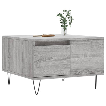 Salontafel 55X55X36,5 Cm Bewerkt Hout Eikenkleurig Grijs sonoma