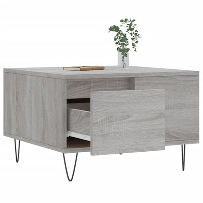 Salontafel 55X55X36,5 Cm Bewerkt Hout Eikenkleurig Grijs sonoma