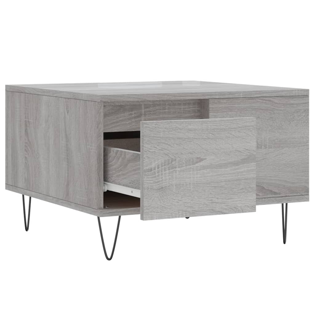 Salontafel 55X55X36,5 Cm Bewerkt Hout Eikenkleurig Grijs sonoma