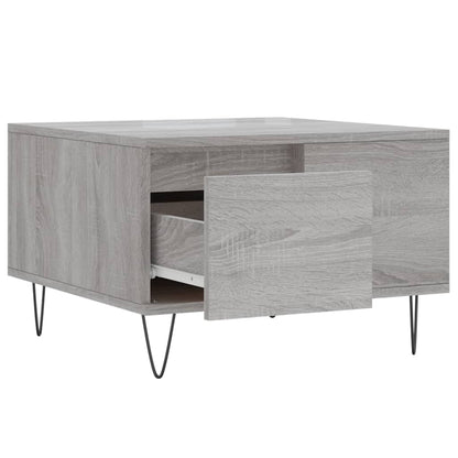 Salontafel 55X55X36,5 Cm Bewerkt Hout Eikenkleurig Grijs sonoma