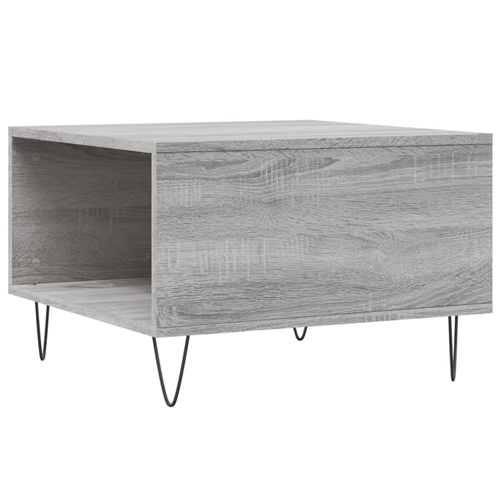Salontafel 55X55X36,5 Cm Bewerkt Hout Eikenkleurig Grijs sonoma