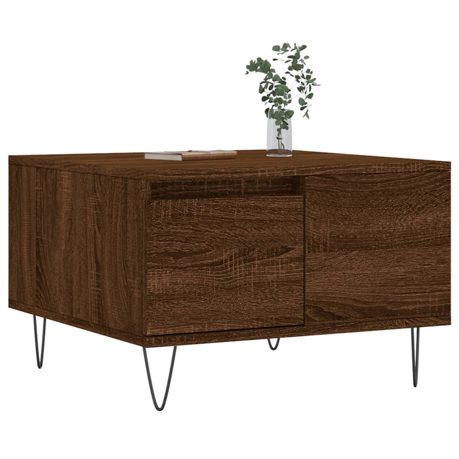 Salontafel 55X55X36,5 Cm Bewerkt Hout Bruin Eikenkleur Bruineiken