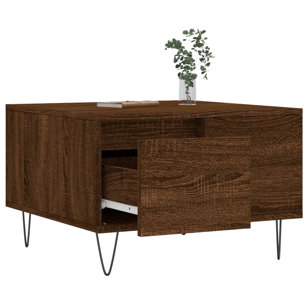 Salontafel 55X55X36,5 Cm Bewerkt Hout Bruin Eikenkleur Bruineiken