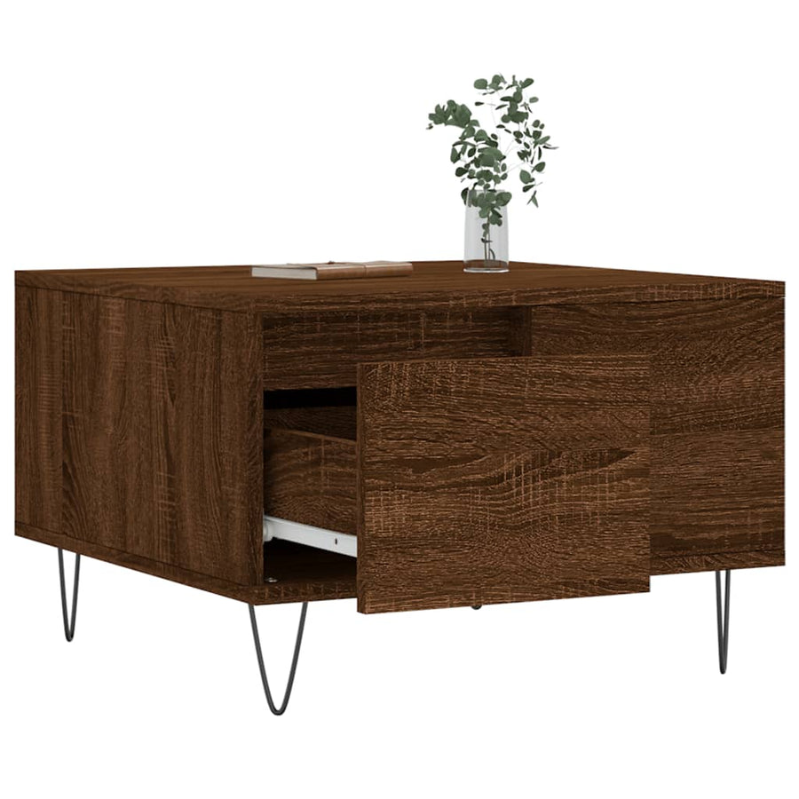 Salontafel 55X55X36,5 Cm Bewerkt Hout Bruin Eikenkleur Bruineiken