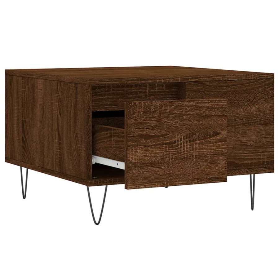 Salontafel 55X55X36,5 Cm Bewerkt Hout Bruin Eikenkleur Bruineiken