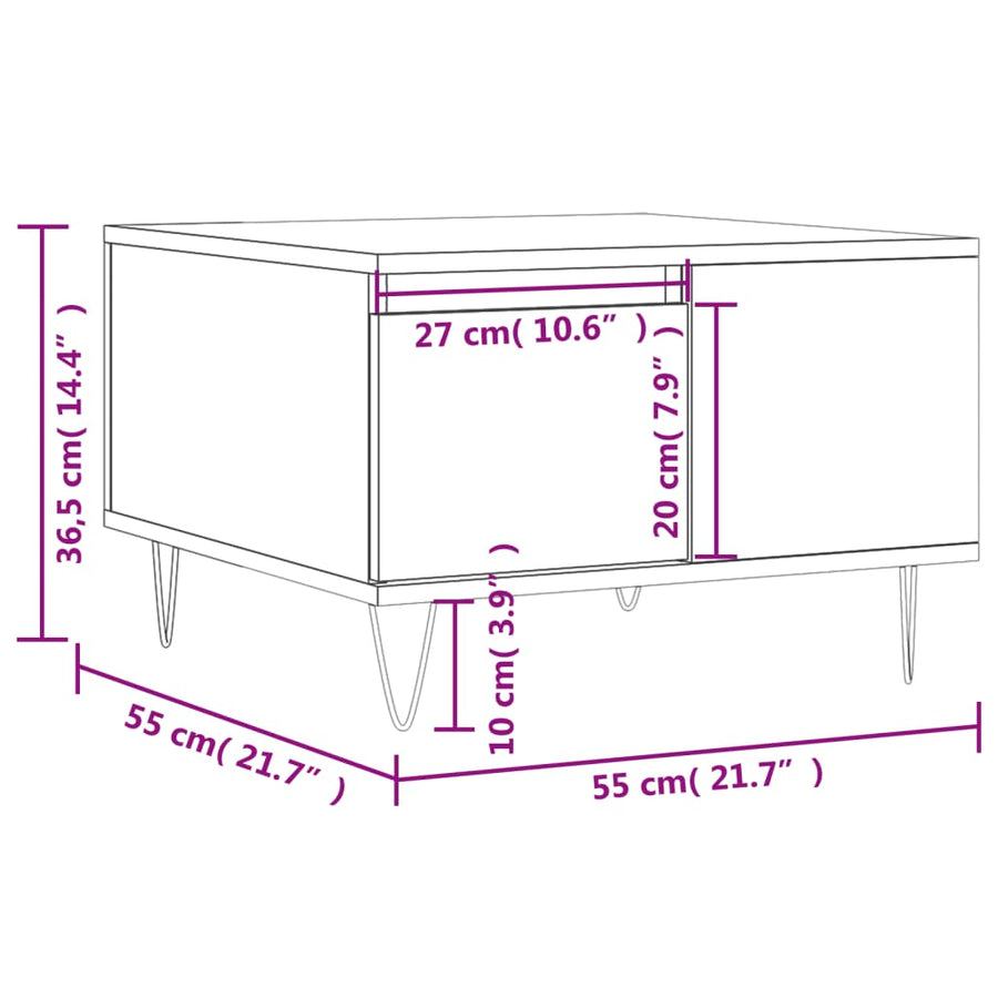 Salontafel 55X55X36,5 Cm Bewerkt Hout Bruin Eikenkleur Bruineiken