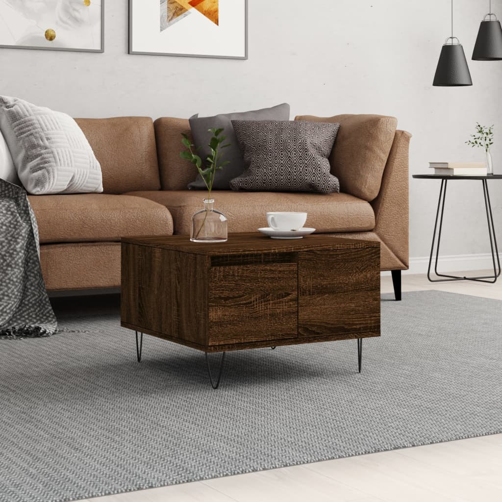Salontafel 55X55X36,5 Cm Bewerkt Hout Bruin Eikenkleur Bruineiken