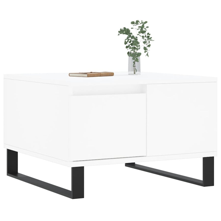 Salontafel 55X55X36,5 Cm Bewerkt Hout Wit