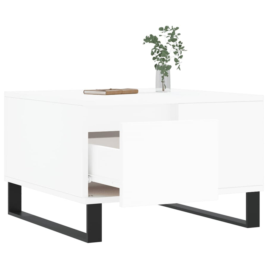 Salontafel 55X55X36,5 Cm Bewerkt Hout Wit