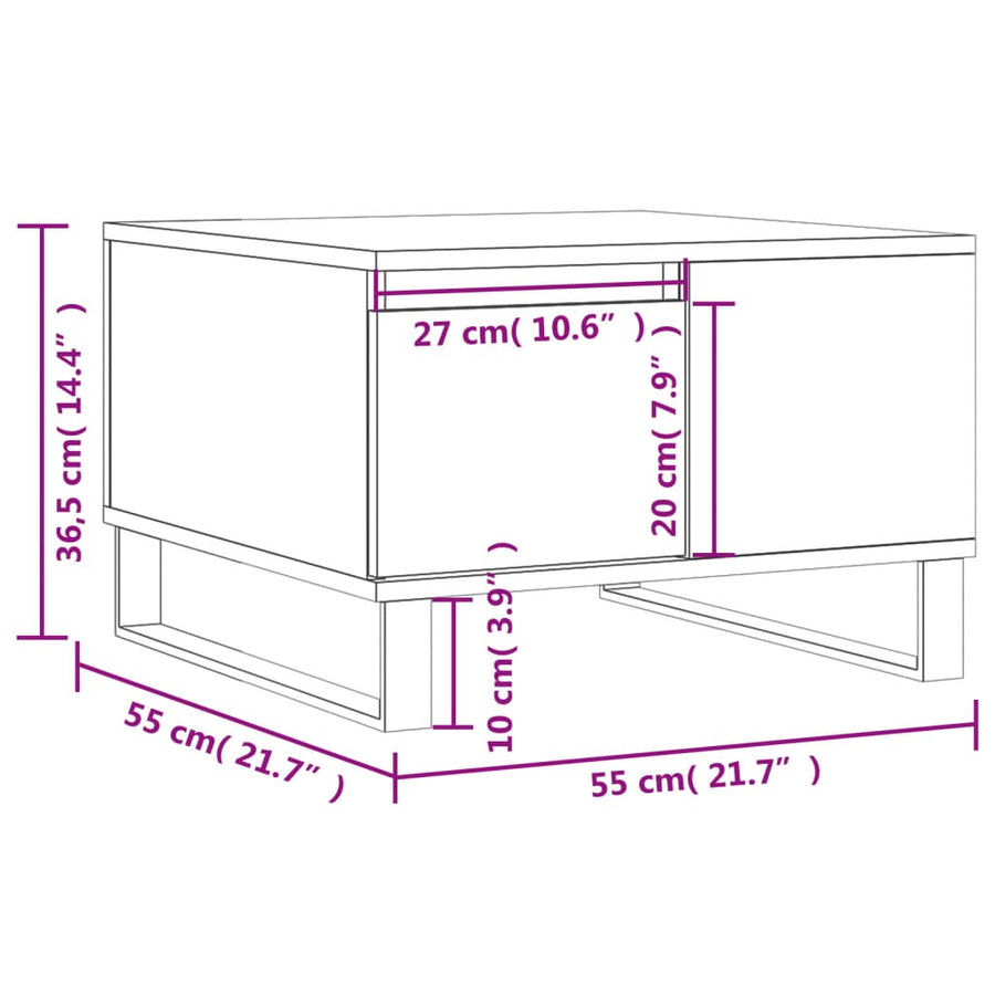 Salontafel 55X55X36,5 Cm Bewerkt Hout Betongrijs
