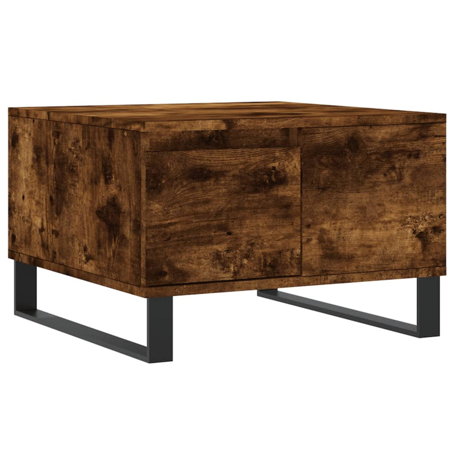 Salontafel 55X55X36,5 Cm Bewerkt Hout Gerookt Eikenkleurig