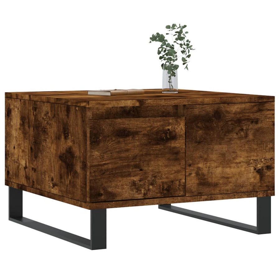 Salontafel 55X55X36,5 Cm Bewerkt Hout Gerookt Eikenkleurig