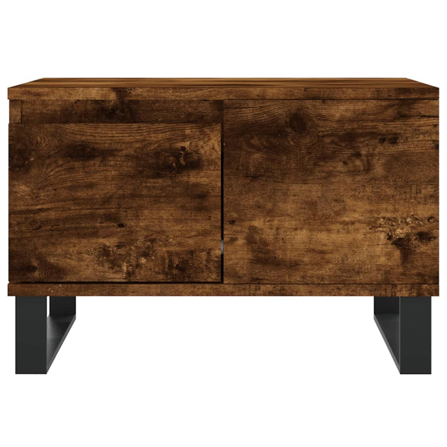 Salontafel 55X55X36,5 Cm Bewerkt Hout Gerookt Eikenkleurig