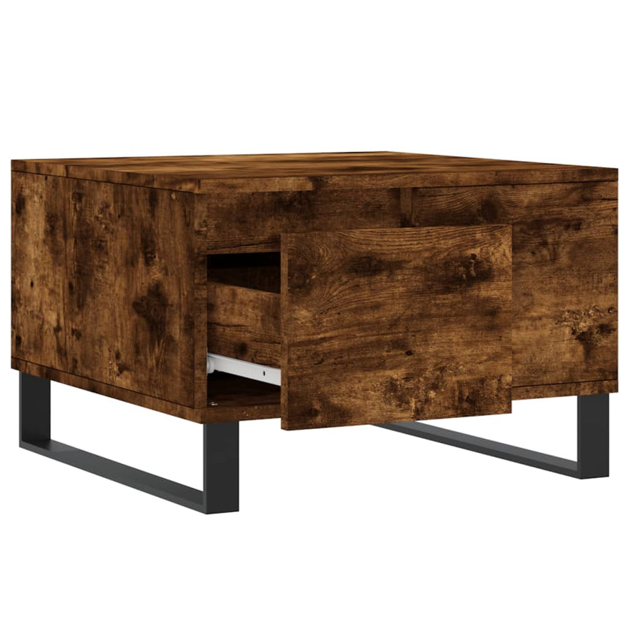 Salontafel 55X55X36,5 Cm Bewerkt Hout Gerookt Eikenkleurig