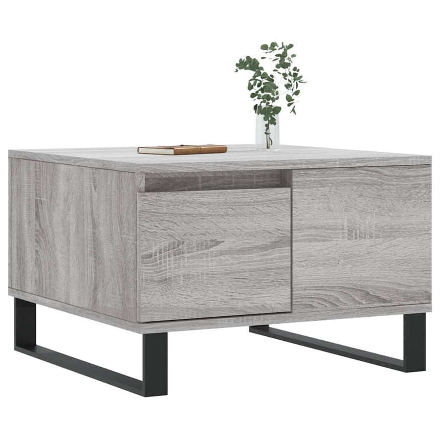 Salontafel 55X55X36,5 Cm Bewerkt Hout Eikenkleurig Grijs sonoma