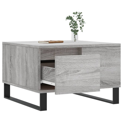 Salontafel 55X55X36,5 Cm Bewerkt Hout Eikenkleurig Grijs sonoma