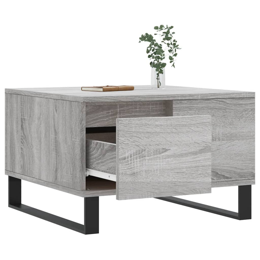Salontafel 55X55X36,5 Cm Bewerkt Hout Eikenkleurig Grijs sonoma