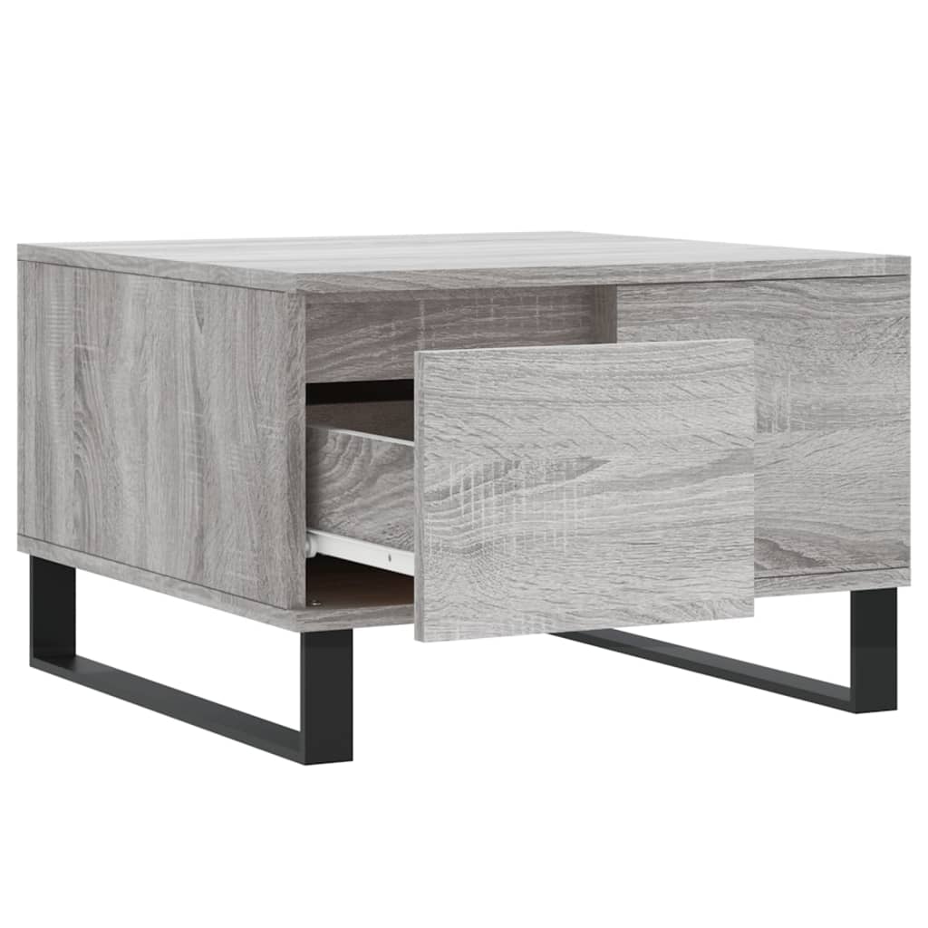 Salontafel 55X55X36,5 Cm Bewerkt Hout Eikenkleurig Grijs sonoma