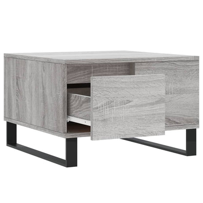 Salontafel 55X55X36,5 Cm Bewerkt Hout Eikenkleurig Grijs sonoma
