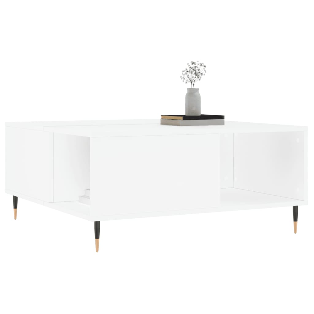 Salontafel 80X80X36,5 Cm Bewerkt Hout Wit