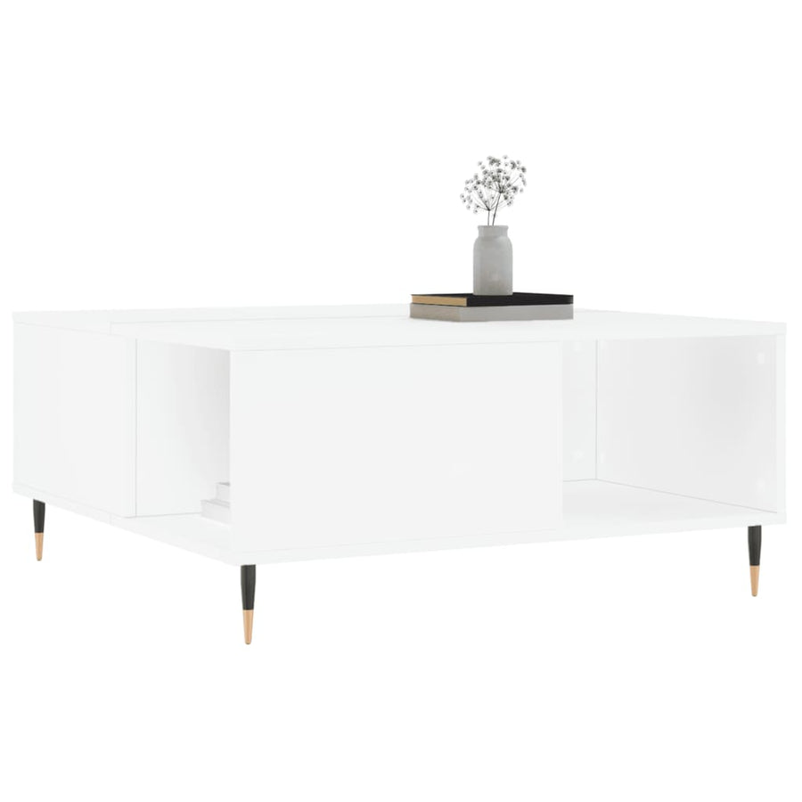 Salontafel 80X80X36,5 Cm Bewerkt Hout Wit