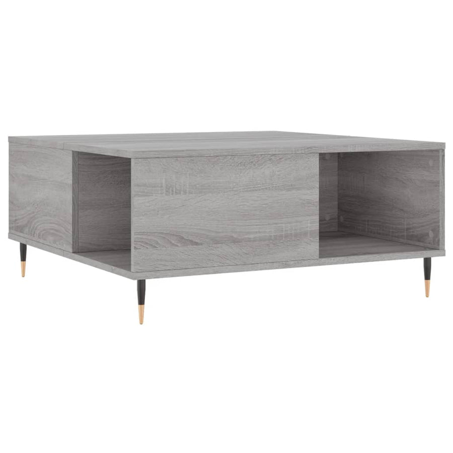 Salontafel 80X80X36,5 Cm Bewerkt Hout Eikenkleurig Grijs sonoma
