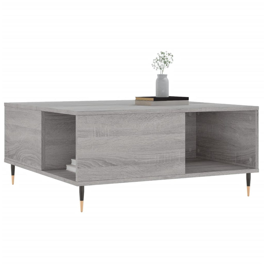 Salontafel 80X80X36,5 Cm Bewerkt Hout Eikenkleurig Grijs sonoma