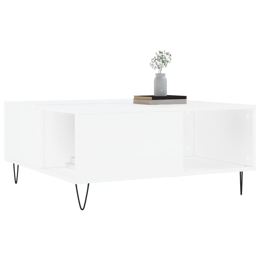 Salontafel 80X80X36,5 Cm Bewerkt Hout Wit