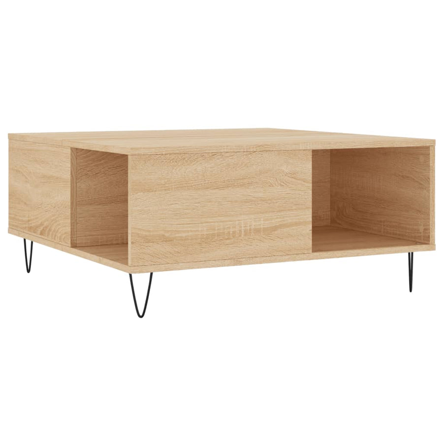 Salontafel 80X80X36,5 Cm Bewerkt Hout Kleurig Sonoma eiken