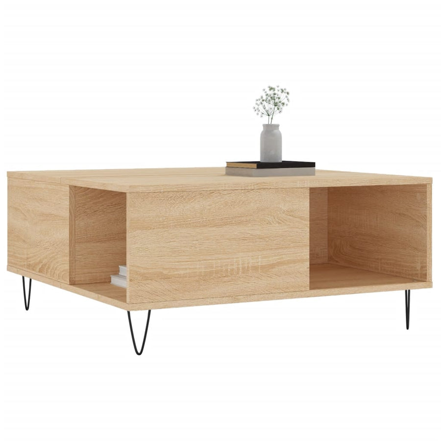 Salontafel 80X80X36,5 Cm Bewerkt Hout Kleurig Sonoma eiken